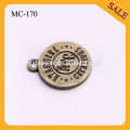 MC170 High quality antique brass round shape small custom metal jewelry tags with engraved letters